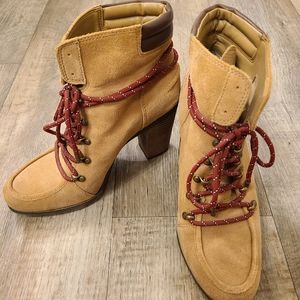 Gianni Bini Suede Leather Chunky Heeled Bootie